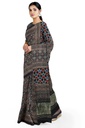 Black Mashru Silk Ajrakh Hand Block Print Saree