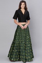 Hand Ajrakh Block Print Mashru Silk Long Skirt