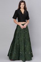 Hand Ajrakh Block Print Mashru Silk Long Skirt