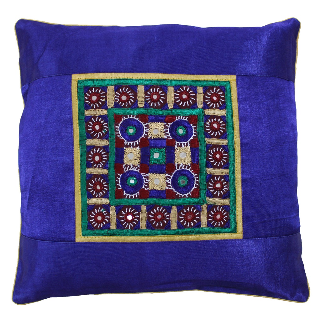 Hand Embroidered Mashru Cushion Cover