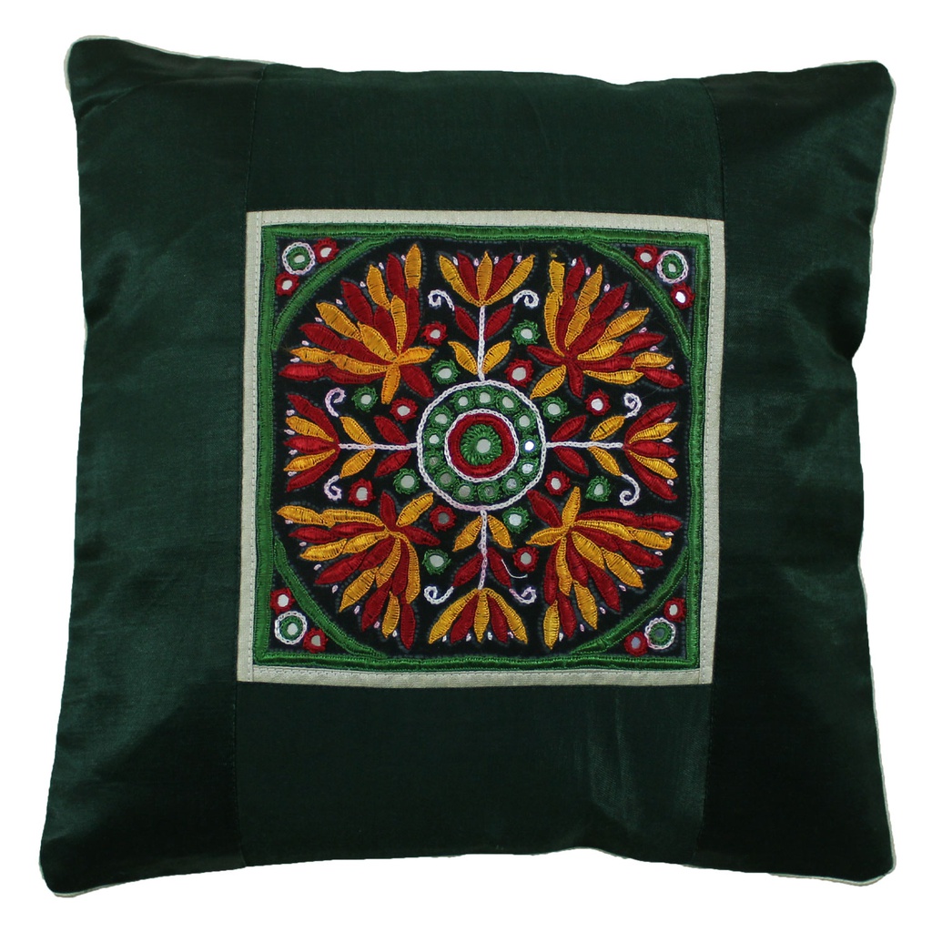 Hand Embroidered Mashru Cushion Cover