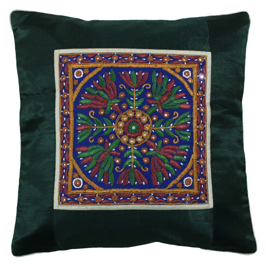 Hand Embroidered Mashru Cushion Cover