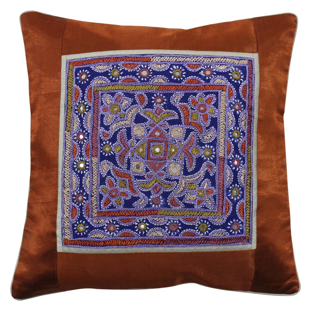 Hand Embroidered Mashru Cushion Cover