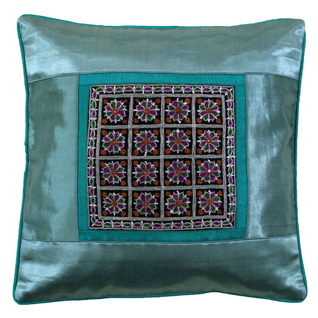 Hand Embroidered Mashru Cushion Cover