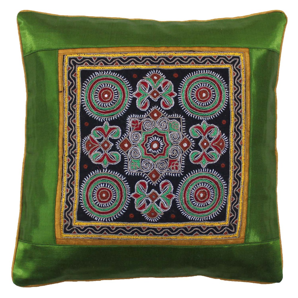 Hand Embroidered Mashru Cushion Cover