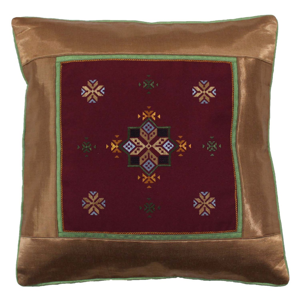 Hand Embroidered Mashru Cushion Cover