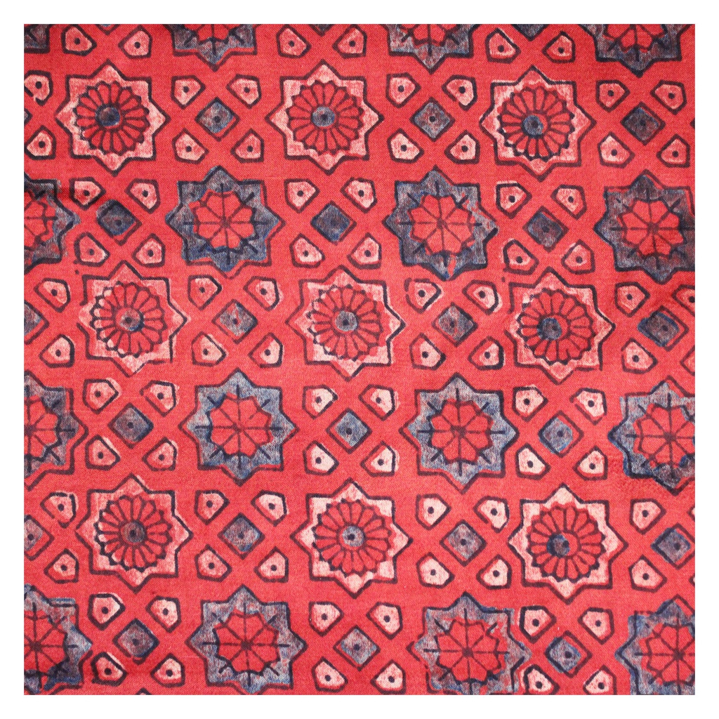 Ajrakh Hand Block Print Mashru Cloth Material/ Fabric