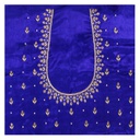 Blue Hand Embroidered Mashru Unstitched Blouse Piece