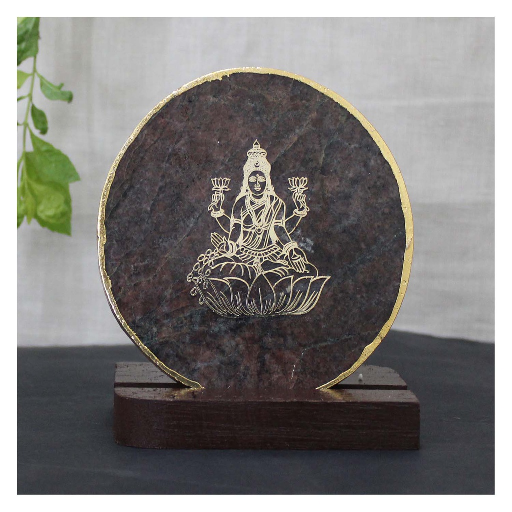 Handcrafted Agate Coaster Laxmiji with Wooden Stand