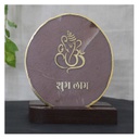 Handcrafted Agate Coaster Lord Ganesha with Wooden Stand
