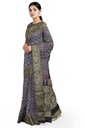 Dola Silk Ajrakh Hand Block Print Saree