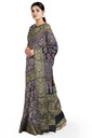 Dola Silk Ajrakh Hand Block Print Saree