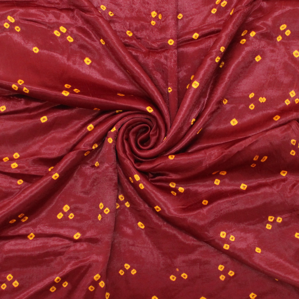 Maroon Shaded Handwoven Bandhani Mashru Cloth Material/Fabric