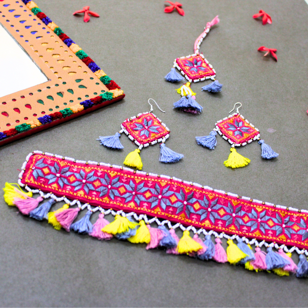 Handcrafted Embroidered choker Necklace Set