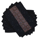 Handmade Tagai Embroidered Ajrakh Mashru Silk Table Placemats (Set of 6)