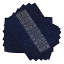 Handmade Tagai Embroidered Ajrakh Mashru Silk Table Placemats (Set of 6)