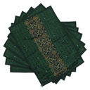 Handmade Tagai Embroidered Ajrakh Mashru Silk Table Placemats (Set of 6)