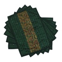Handmade Tagai Embroidered Ajrakh Mashru Silk Table Placemats (Set of 6)
