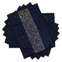 Handmade Tagai Embroidered Ajrakh Mashru Silk Table Placemats (Set of 6)