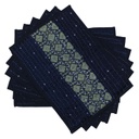 Handmade Tagai Embroidered Ajrakh Mashru Silk Table Placemats (Set of 6)