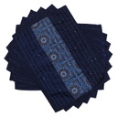 Handmade Tagai Embroidered Ajrakh Mashru Silk Table Placemats (Set of 6)
