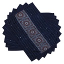 Handmade Tagai Embroidered Ajrakh Mashru Silk Table Placemats (Set of 6)
