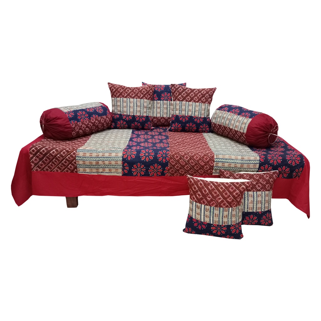 Handcrafted Cotton Applique Work Diwan Bedsheet Set