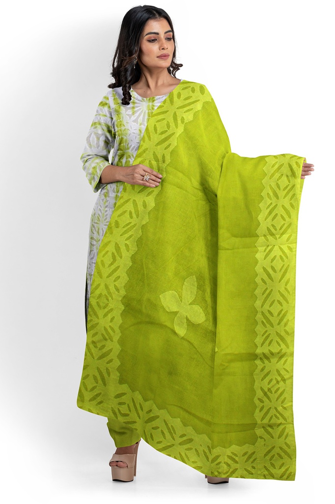 Handcrafted Applique Work Shibori Cotton Dress Material / Salwar Suit