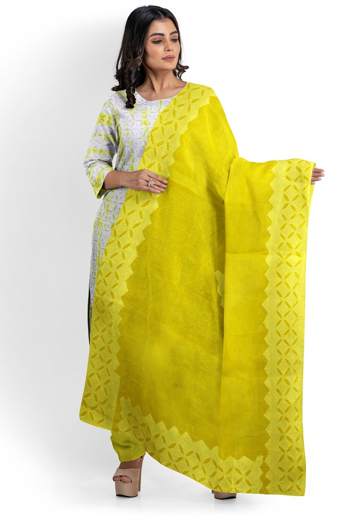 Handcrafted Applique Work Shibori Cotton Dress Material / Salwar Suit