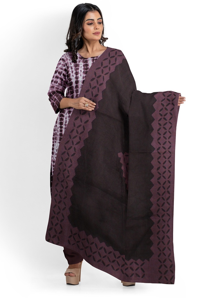 Handcrafted Applique Work Shibori Cotton Dress Material / Salwar Suit