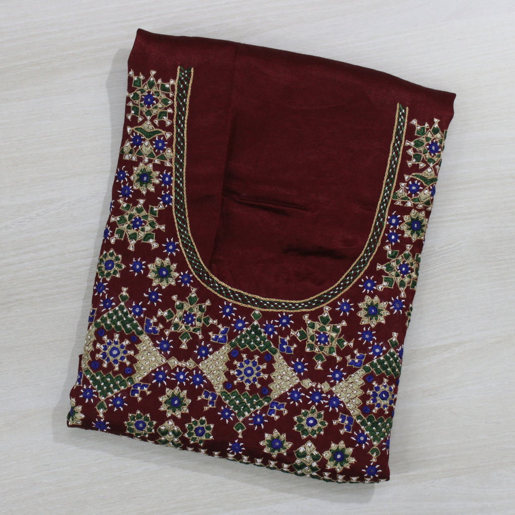 Hand Embroidery Unstitched Blouse Material