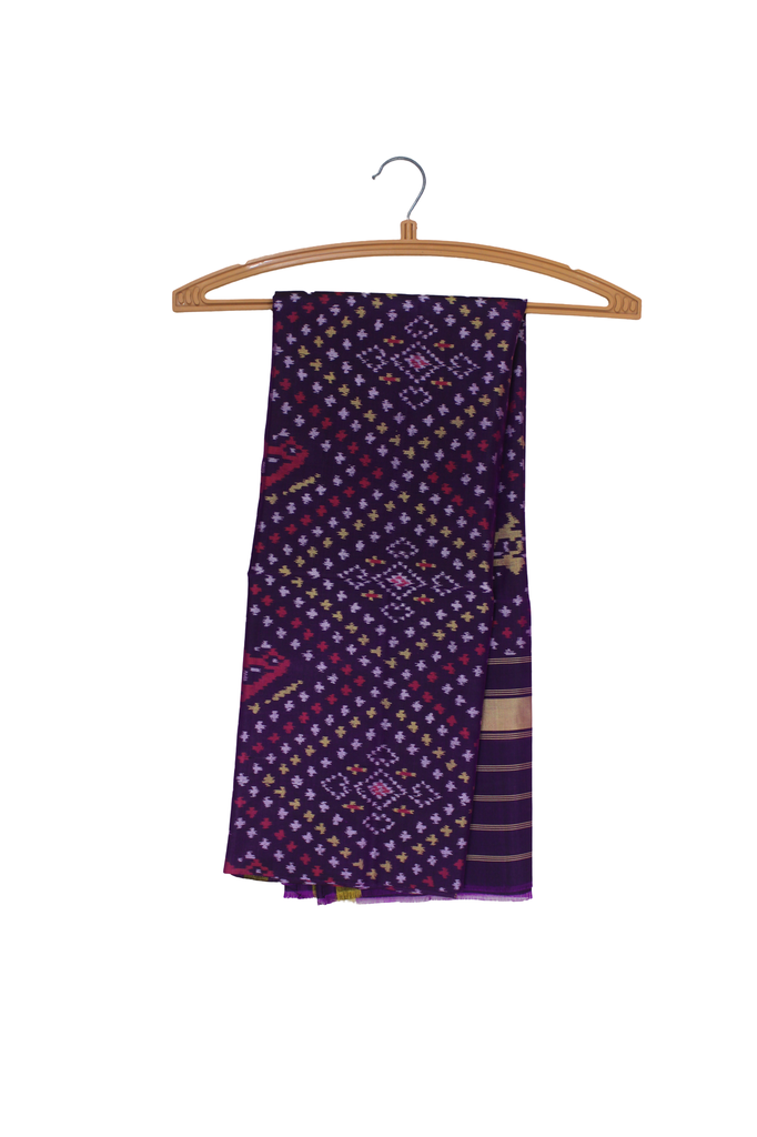 Purple Shaded Handloom Single Ikat Patola Silk Dupatta