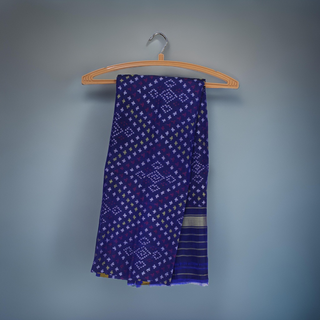 Blue Shaded Handloom Single Ikat Patola Silk Dupatta