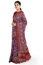 Handwoven Purple and Red Double Ikat Silk Patola Saree