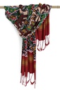 Red and Green Handwoven Double Ikat Silk Stole