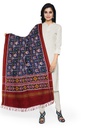 Handwoven Red and Blue Double Ikat Patola Dupatta