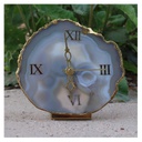 Handcrafted Natural Agate Stone Table/Desk Clock with stand