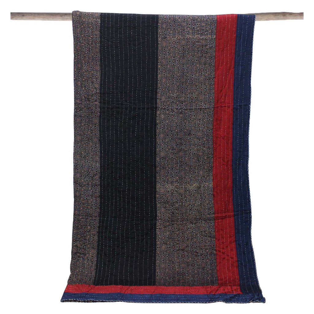 Handstitched Mashru Double Bed Patch and Tagai work Mashru Quilt