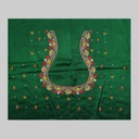 Green Hand Embroidered Mashru Unstitched Blouse Piece