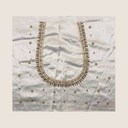 Off-White Hand Embroidered Mashru Unstitched Blouse Piece
