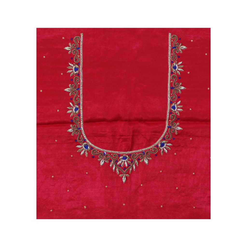 Hand Embroidered Mashru Unstitched Blouse Piece