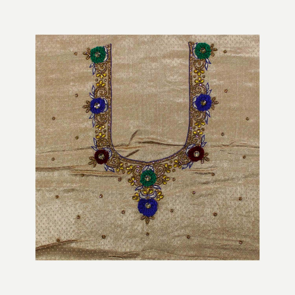 Hand Embroidered Mashru Unstitched Blouse Piece
