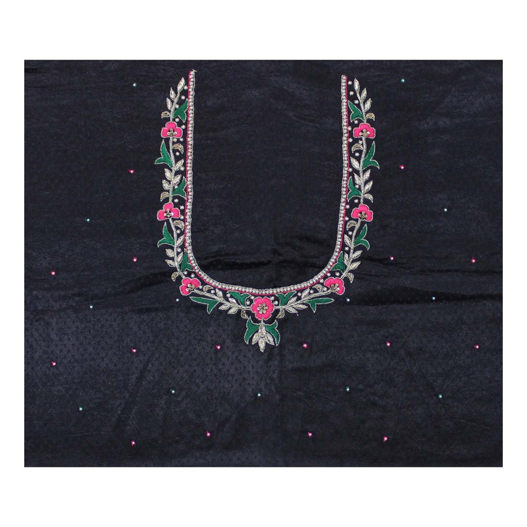 Hand Embroidered Mashru Unstitched Blouse Piece