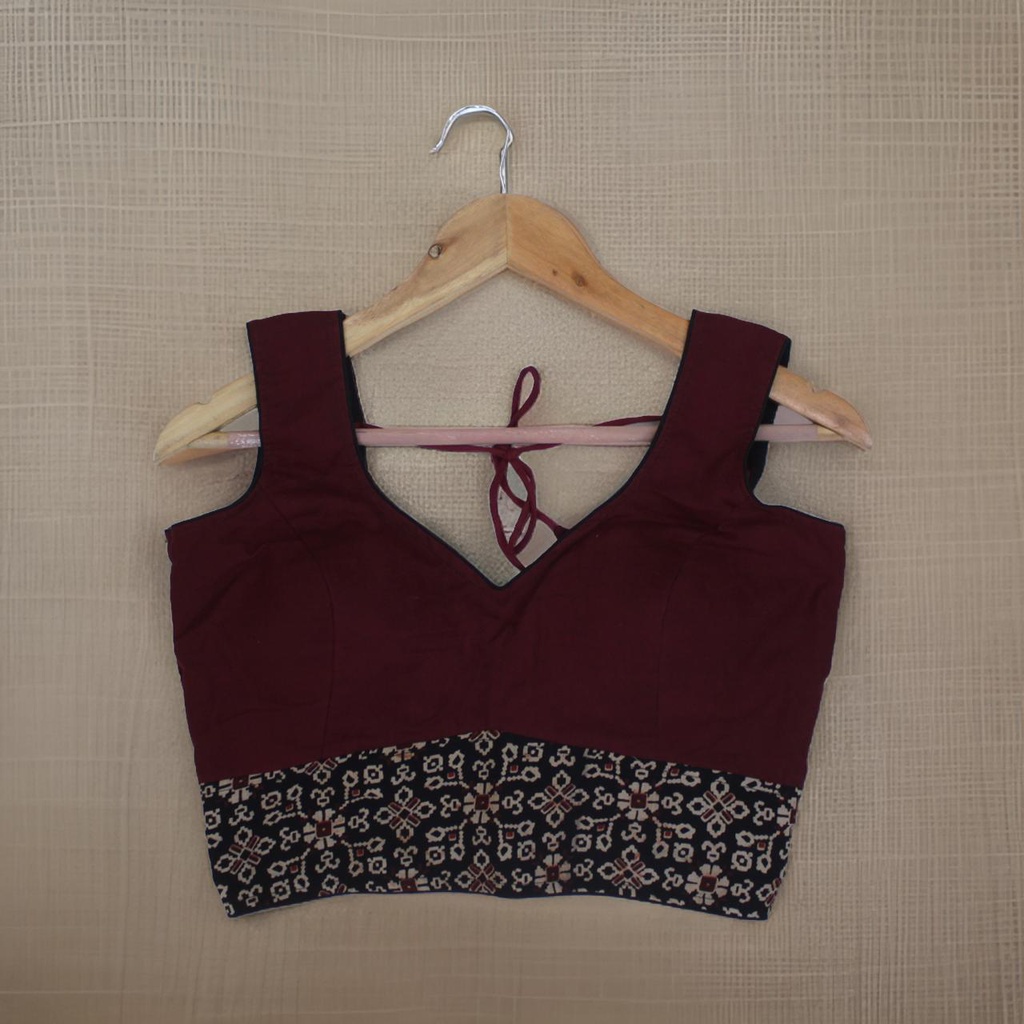 Cotton Hand Block Print Sleeveless Blouse
