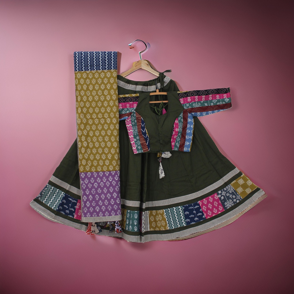 Cotton Hand Block Printed Patchwork Chaniya Choli