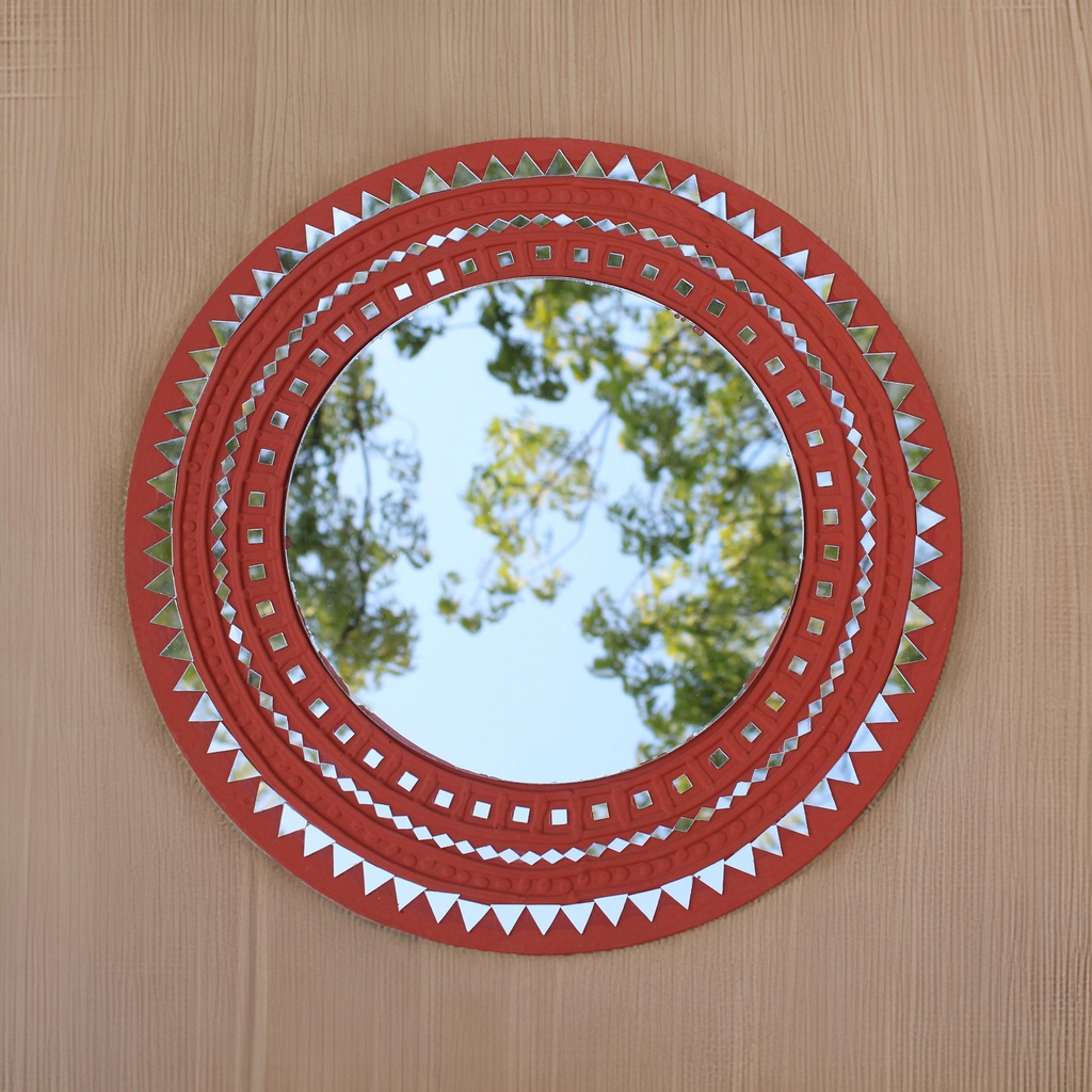 Handcrafted Mud &amp; Mirror Work Wall Mirror