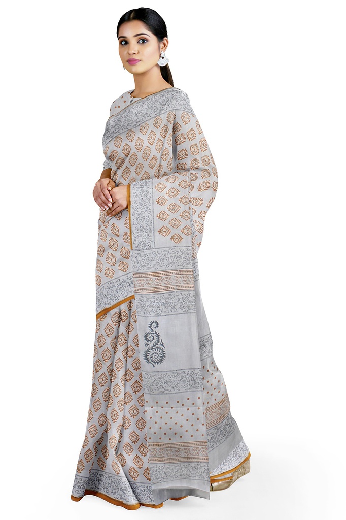 Hand Block Print Cotton Saree