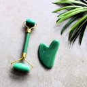 Handmade Agate Green Jade Facial Massage Roller with Gua Sha