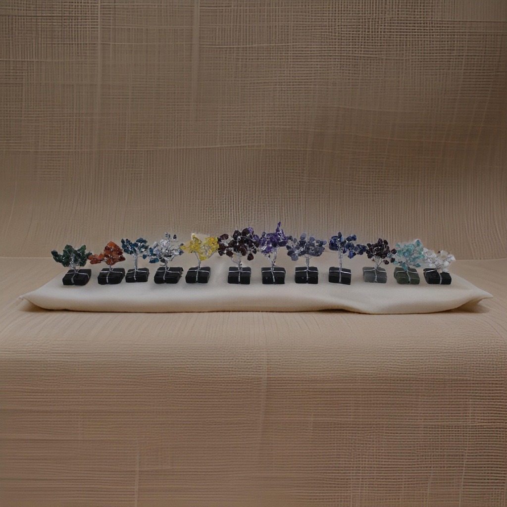 Handcrafted Mini Natural  Agate Gemstone Trees Set