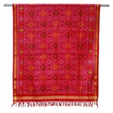 Pink Shaded Handloom Single Ikat Patola Silk Dupatta